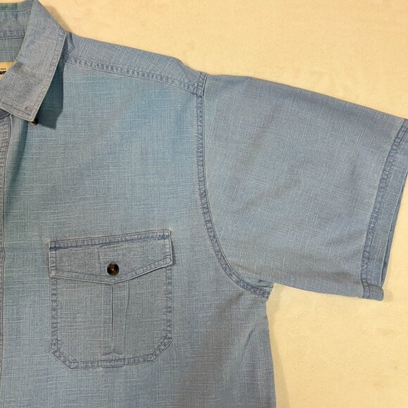 Vintage Penmans Men's L Polo Dress Shirt Light Blue Button Up Short Sleeve - Picture 4 of 12
